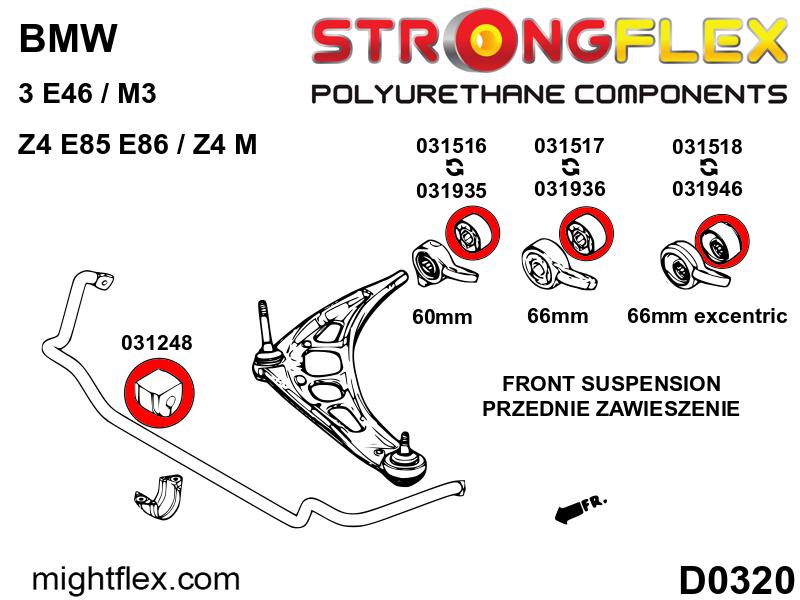031935A: Front lower arm bush 66mm centric - custom wishbone SPORT - Image 2